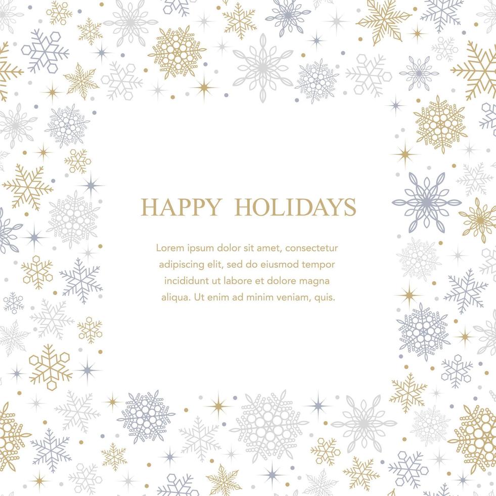 gelukkig vakantie vector abstract plein kader illustratie met sneeuwvlokken en tekst ruimte.