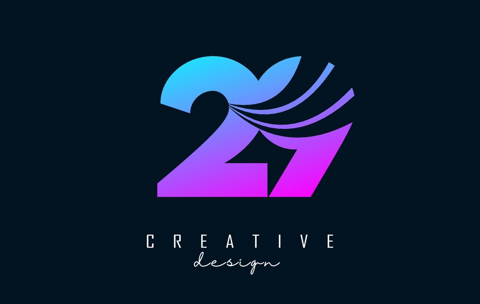 kleurrijk creatief aantal 29 2 9 logo met leidend lijnen en weg concept ontwerp. aantal met meetkundig ontwerp. vector