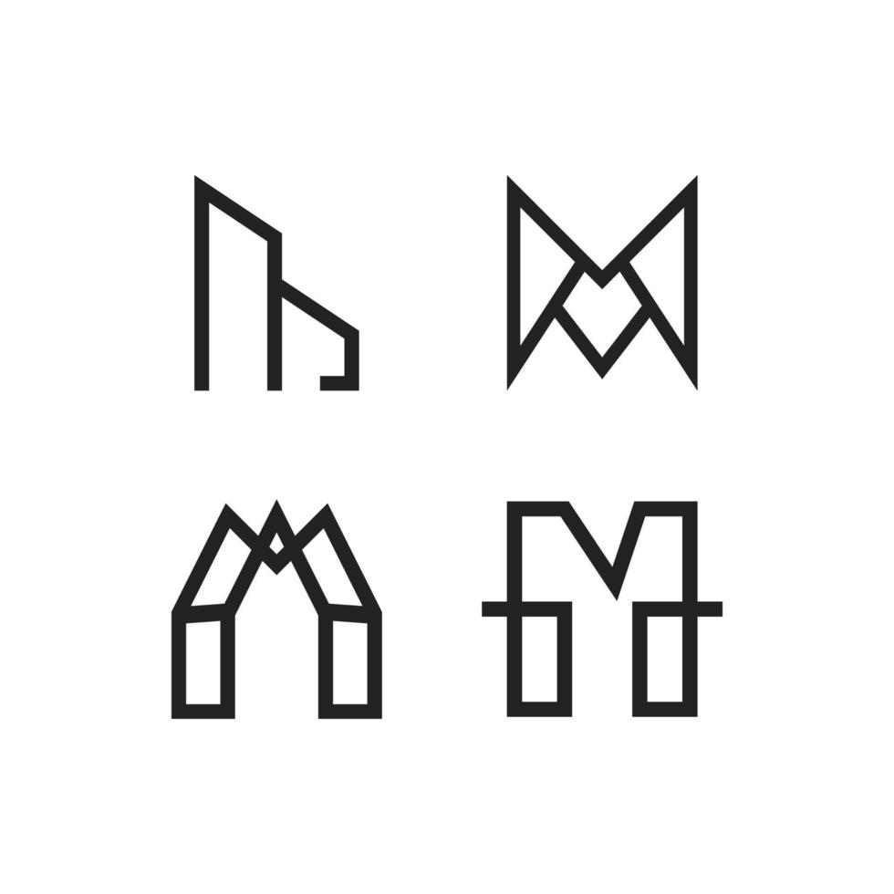 reeks van logo ontwerpen beginnend met de brief m, geschikt voor mensen namen of bedrijf namen vector