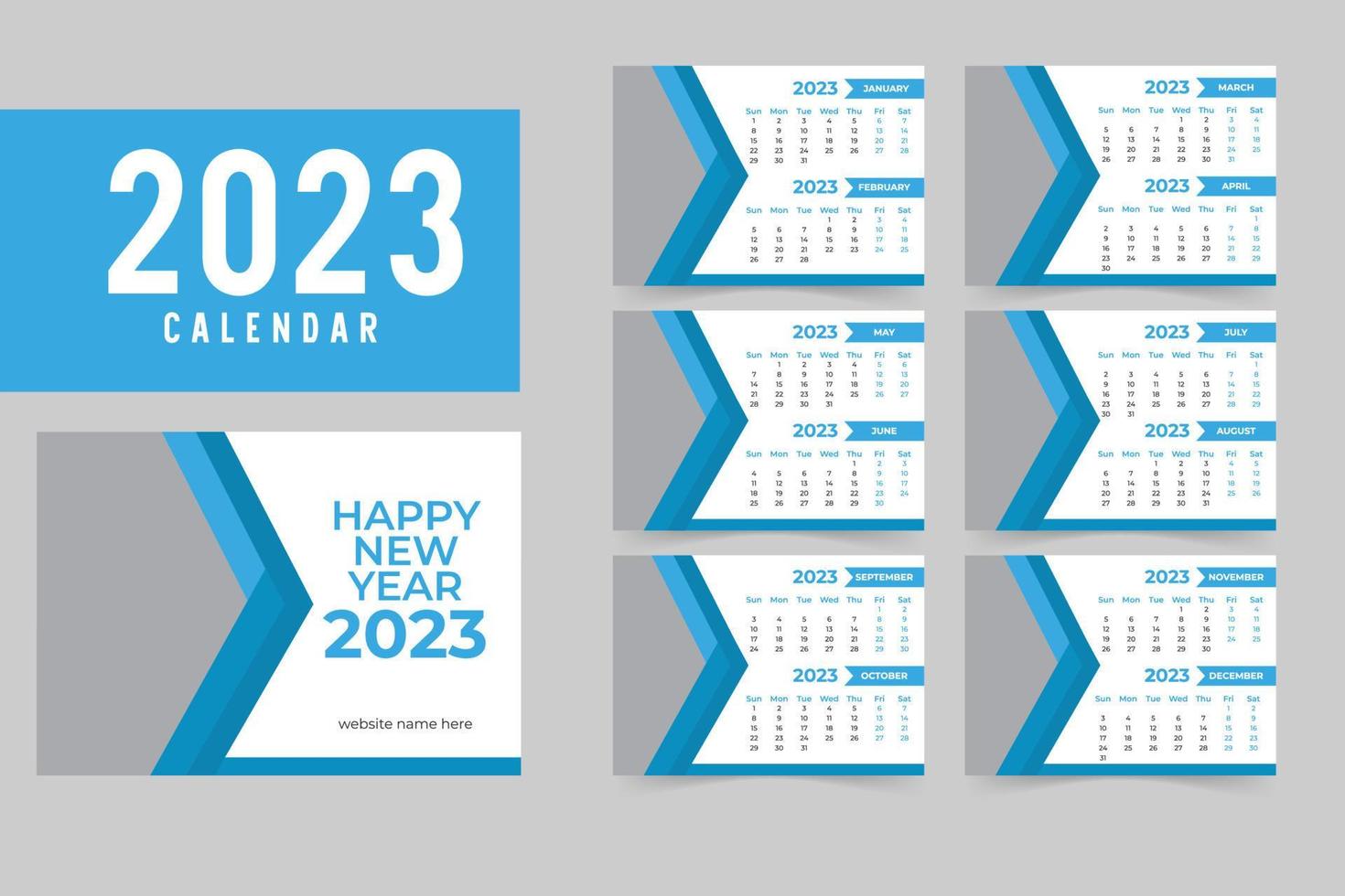 bureau kalender 2023 sjabloon ontwerp vector