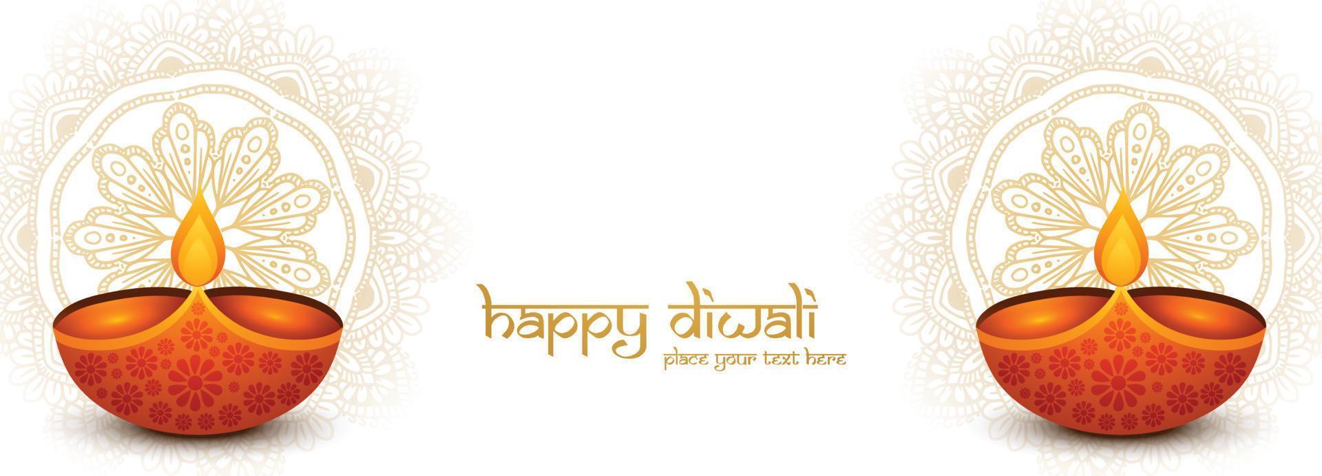 Indisch festival gelukkig diwali viering kaart banier achtergrond vector