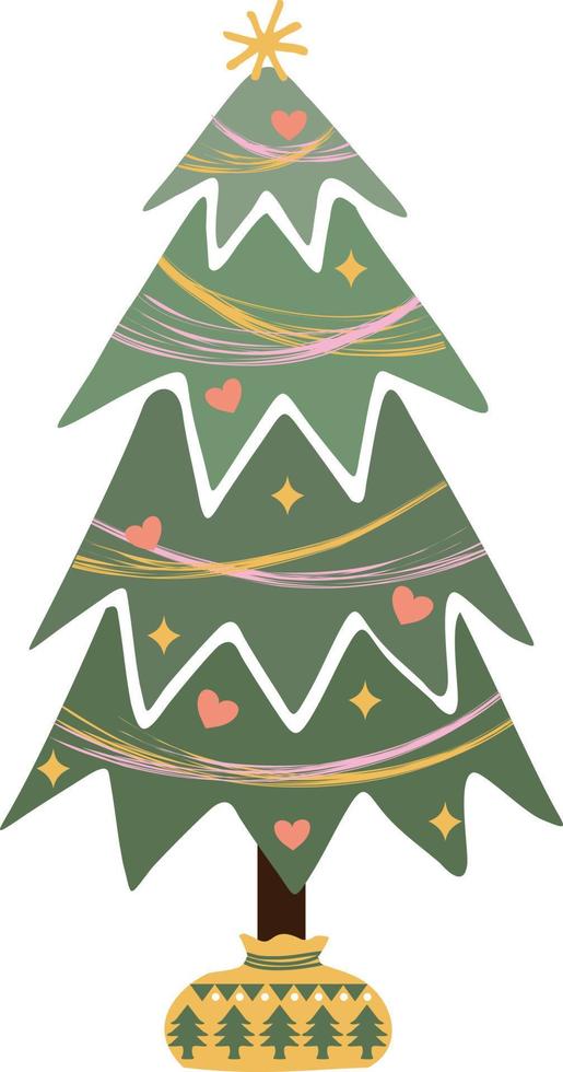 Kerstmis boom met decoraties en ster vlak icoon voor apps en web vector