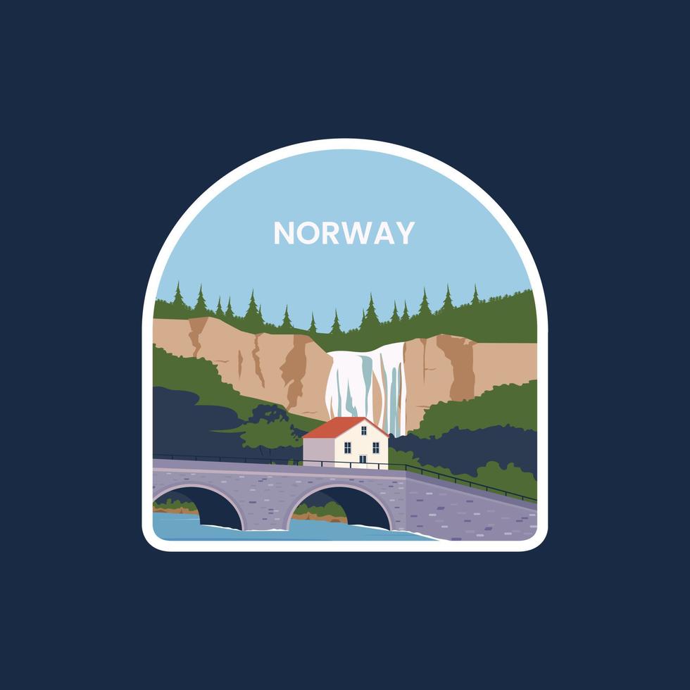 Noorwegen embleem lapje. op reis naar Noorwegen. vector illustratie met minimalistische stijl.