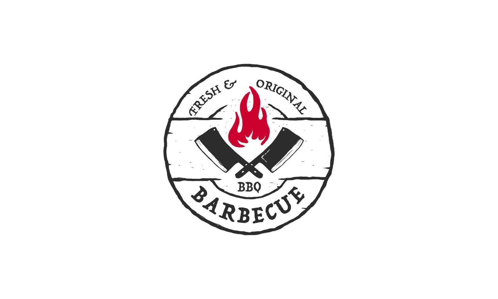 vintage retro rustieke bbq grill, barbecue, barbecue label stempel logo ontwerp vector