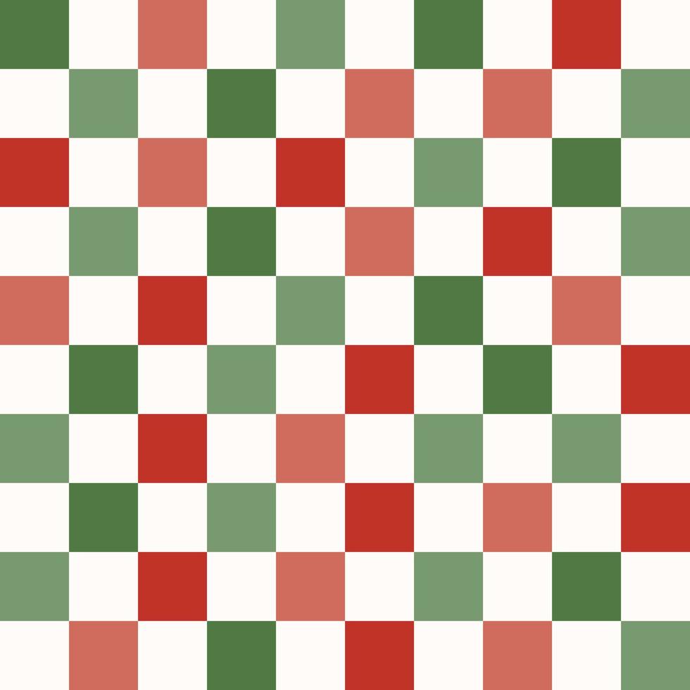 schattig retro wijnoogst Kerstmis schaakbord naadloos patroon vector achtergrond. abstract feestelijk rood en groen herhaling structuur behang, modern modieus textiel ontwerp