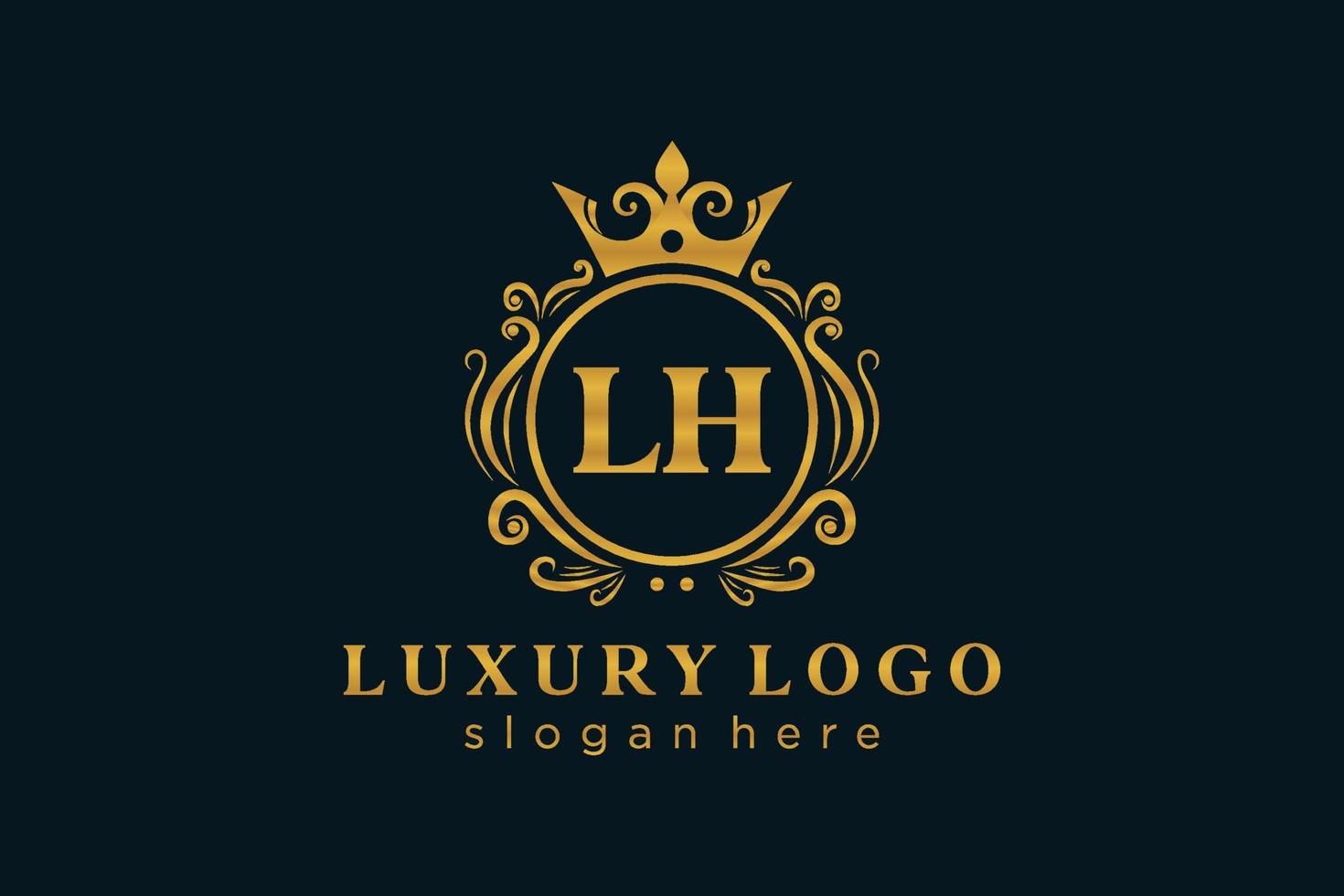 eerste lh brief Koninklijk luxe logo sjabloon in vector kunst voor restaurant, royalty, boetiek, cafe, hotel, heraldisch, sieraden, mode en andere vector illustratie.