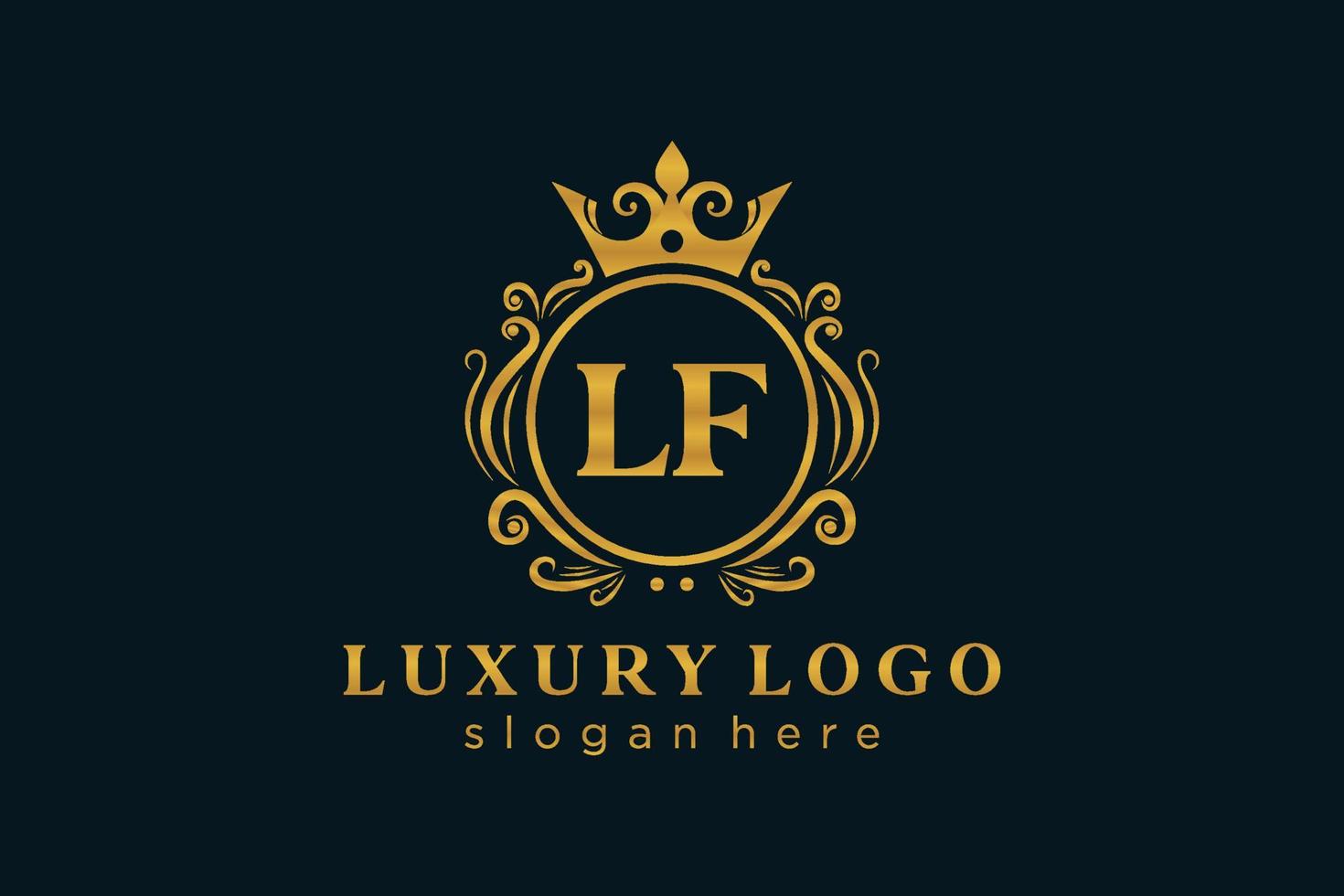 eerste lf brief Koninklijk luxe logo sjabloon in vector kunst voor restaurant, royalty, boetiek, cafe, hotel, heraldisch, sieraden, mode en andere vector illustratie.