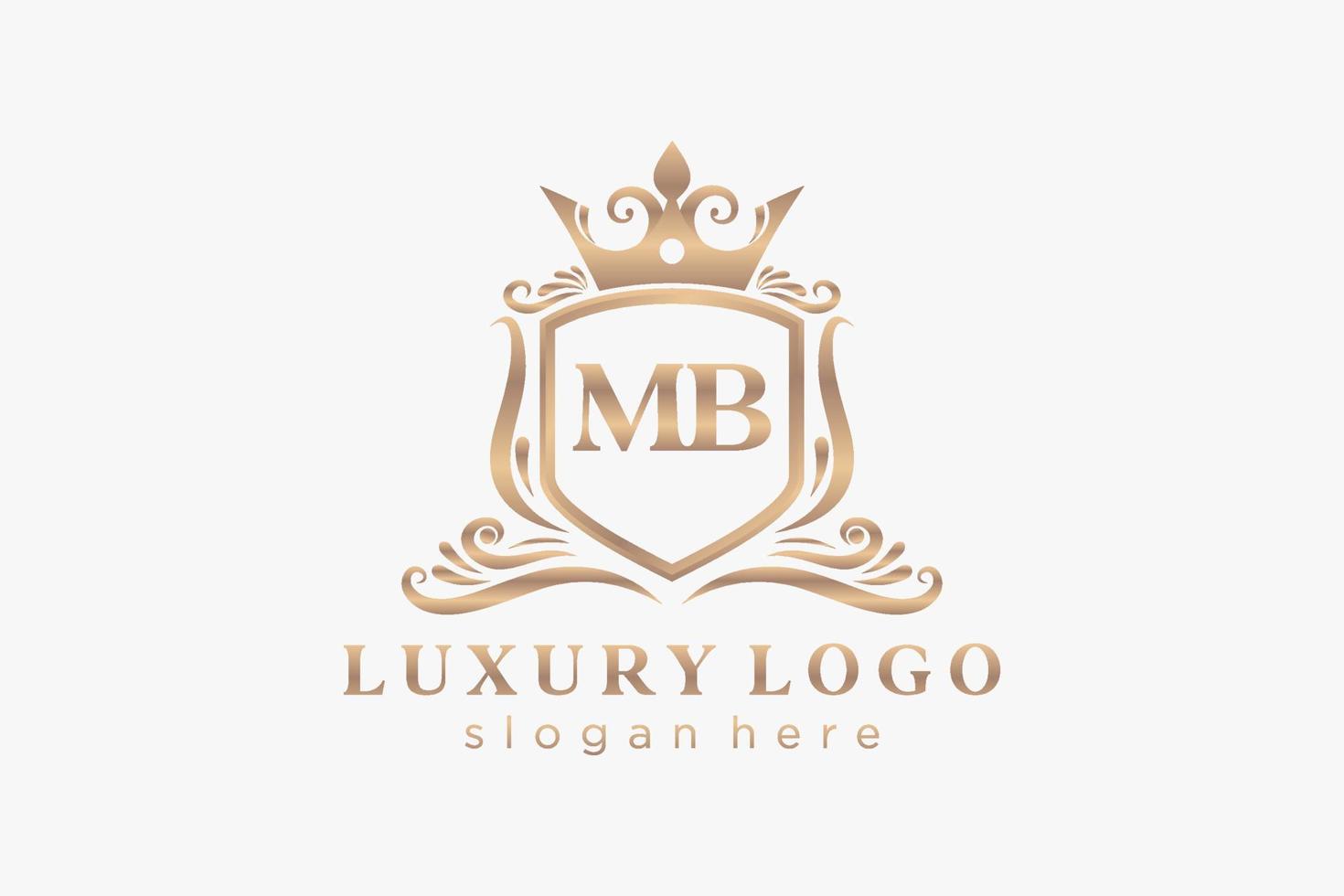 eerste mb brief Koninklijk luxe logo sjabloon in vector kunst voor restaurant, royalty, boetiek, cafe, hotel, heraldisch, sieraden, mode en andere vector illustratie.