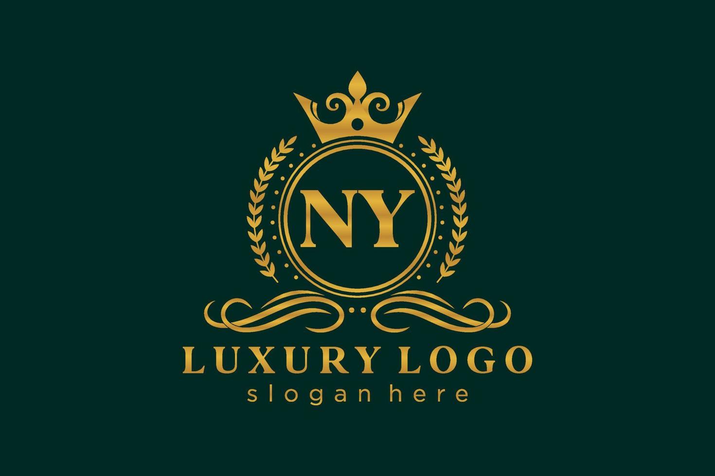 eerste ny brief Koninklijk luxe logo sjabloon in vector kunst voor restaurant, royalty, boetiek, cafe, hotel, heraldisch, sieraden, mode en andere vector illustratie.