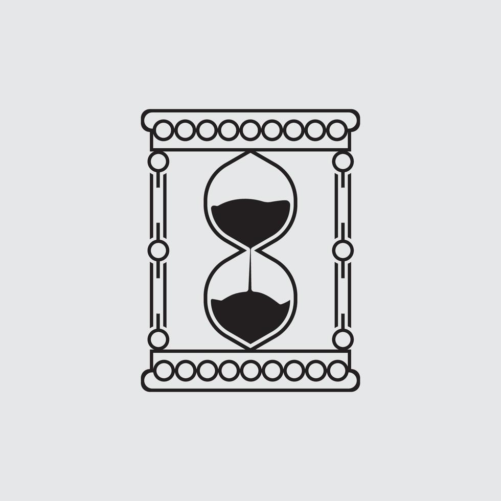 wijnoogst zandloper logo vector met leuze sjabloon
