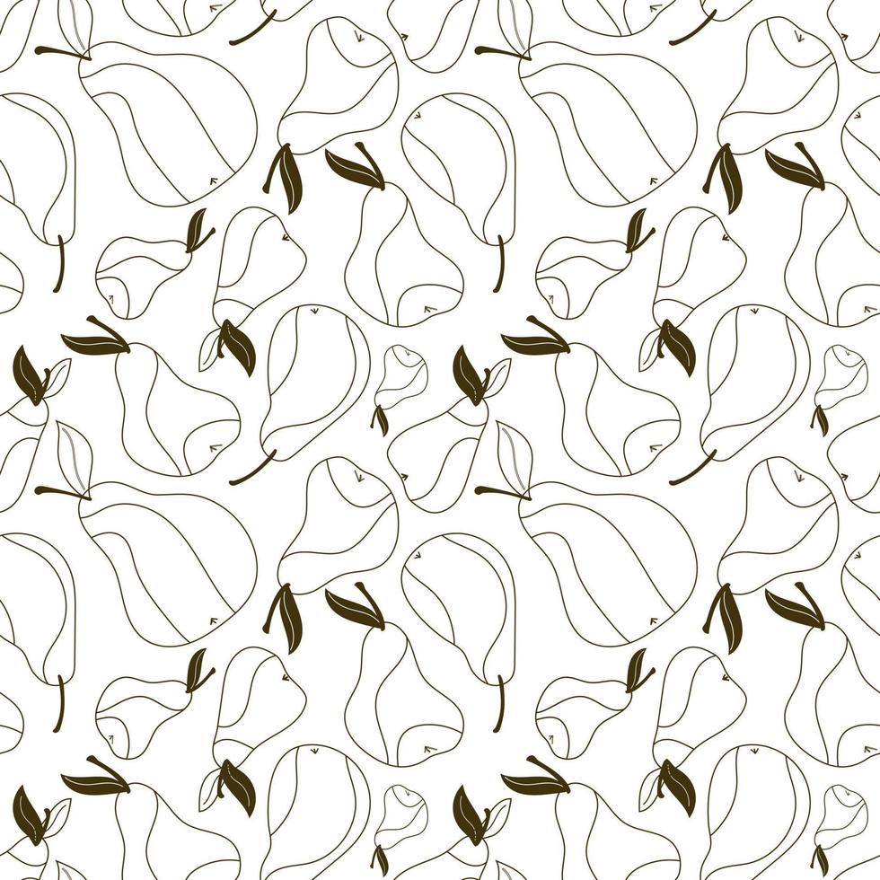 naadloos Peer patroon. naadloos vector lineair peren met bladeren voor verpakking of kleding stof afdrukken.