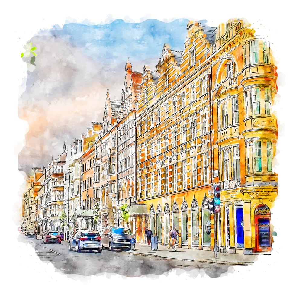 london verenigd koninkrijk aquarel schets hand getekende illustratie vector