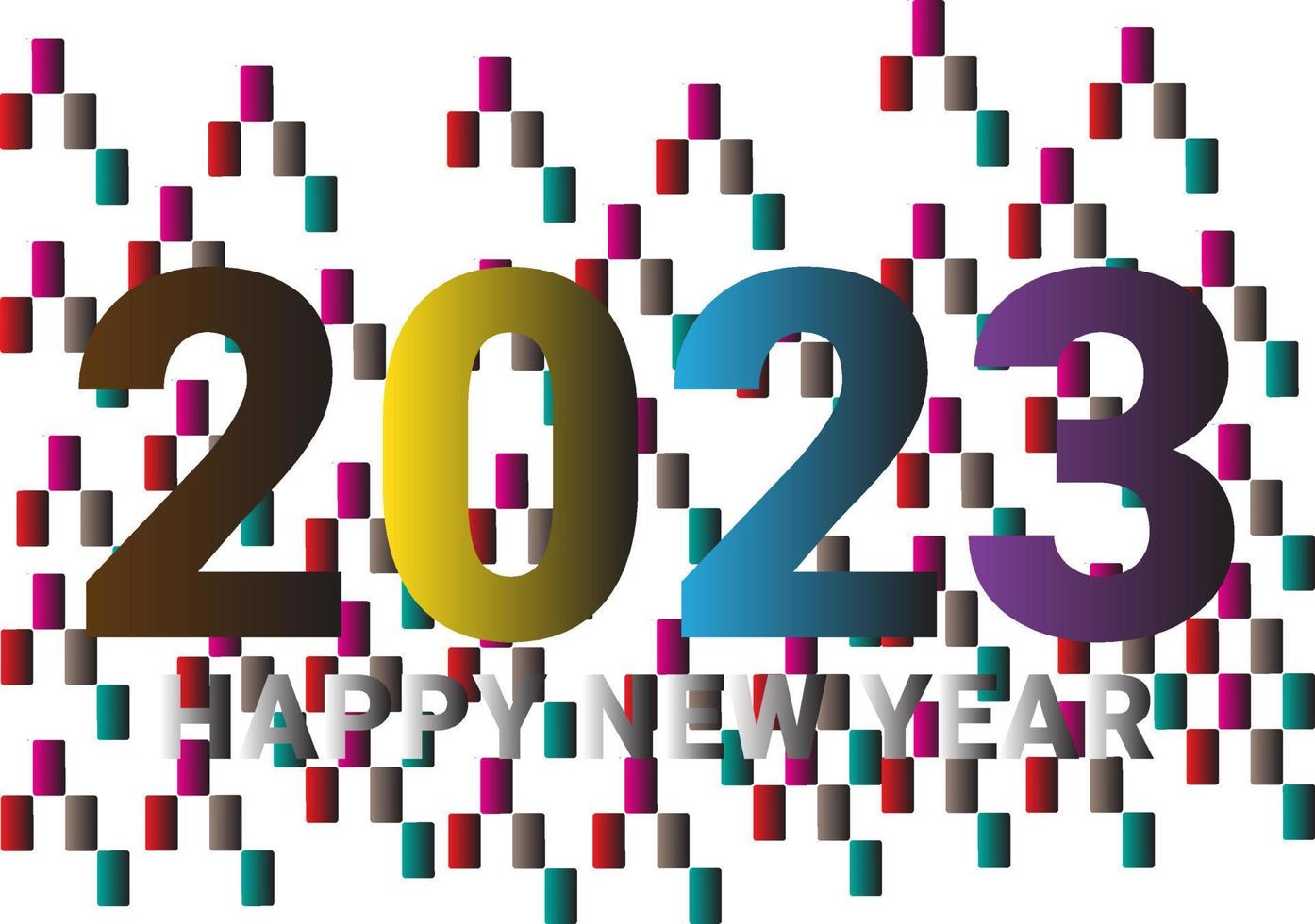 achtergrond gelukkig nieuw jaar 2023 kleurrijk.2023 een gelukkig nieuw jaar Proficiat. gebrandschilderd glas kunst logotype concept. wit achtergrond. abstract geïsoleerd grafisch ontwerp sjabloon. vector