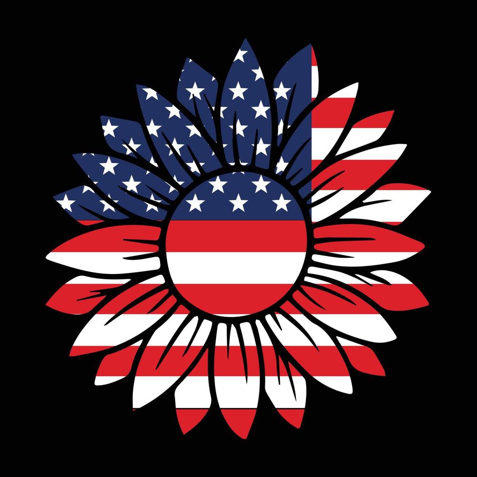 zonnebloem Verenigde Staten van Amerika vlag ontwerp t-shirt vector