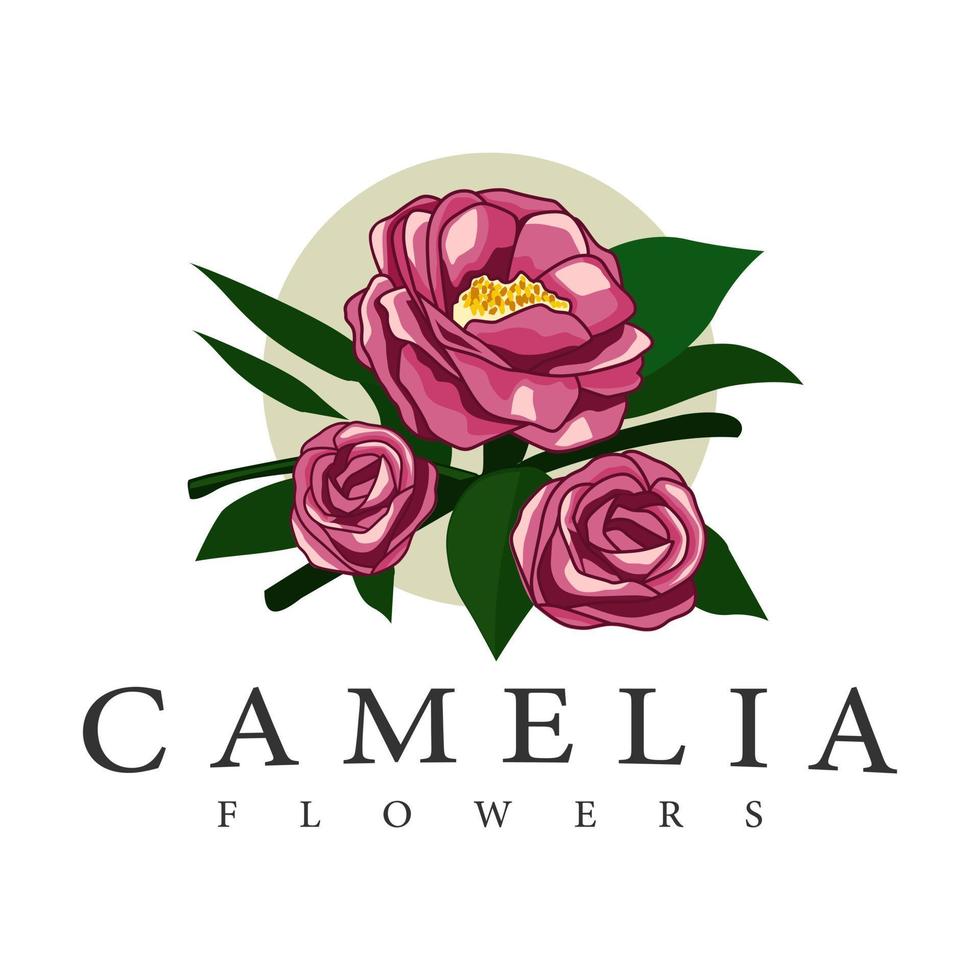 camelia bloem logo merk ontwerp vector