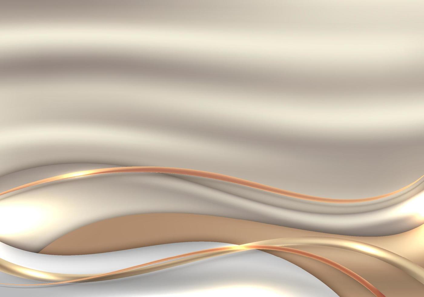 elegant 3d sjabloon gouden Golf vormen en lijnen elementen Aan goud kleding stof achtergrond realistisch luxe papier besnoeiing stijl vector