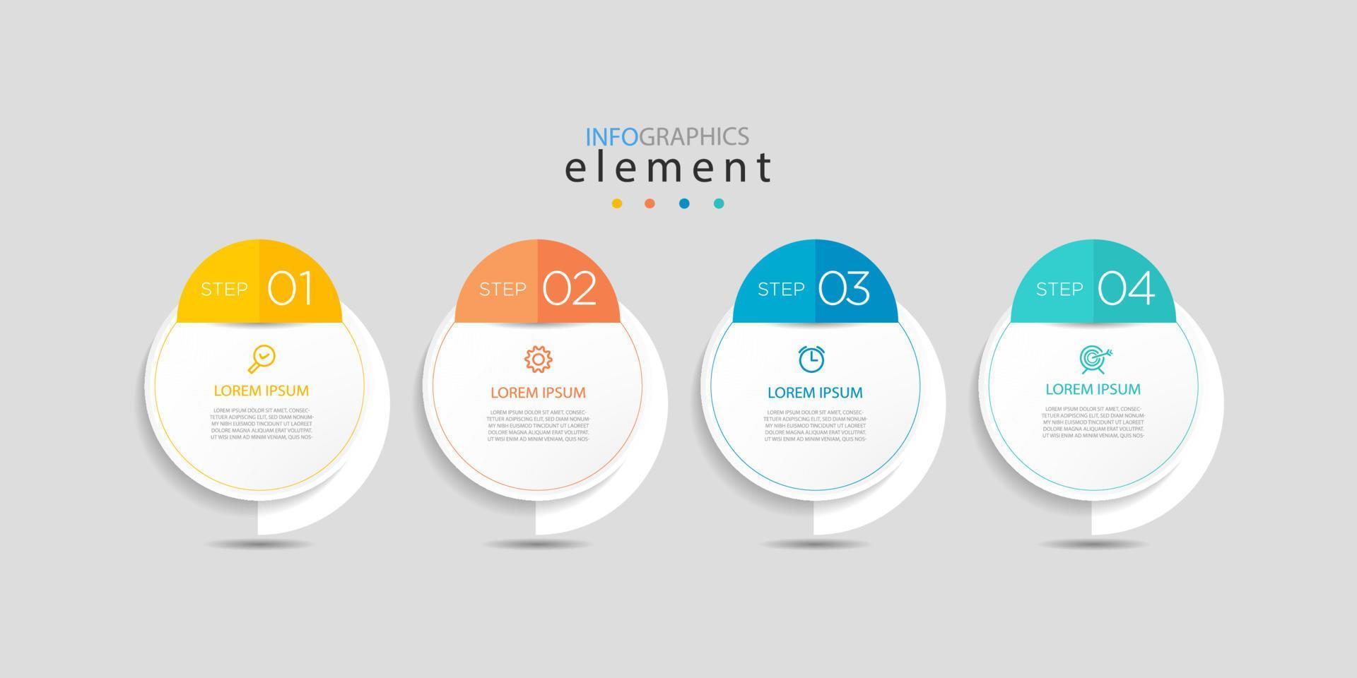 modern bedrijf infographic met titel ontwerp sjabloon vector met pictogrammen en 4 opties of stappen. kan worden gebruikt voor werkwijze diagram, presentaties, workflow lay-out, banier, stromen grafiek, info grafiek. eps10