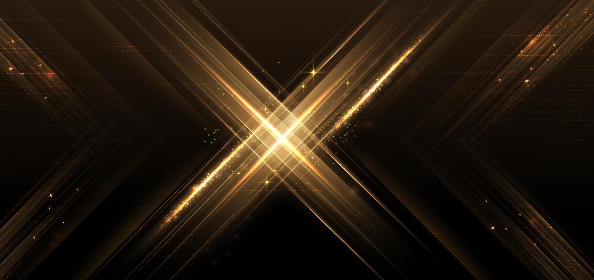 abstract luxe gouden schitteren effect gloeiend Aan zwart achtergrond met verlichting effect fonkeling. vector