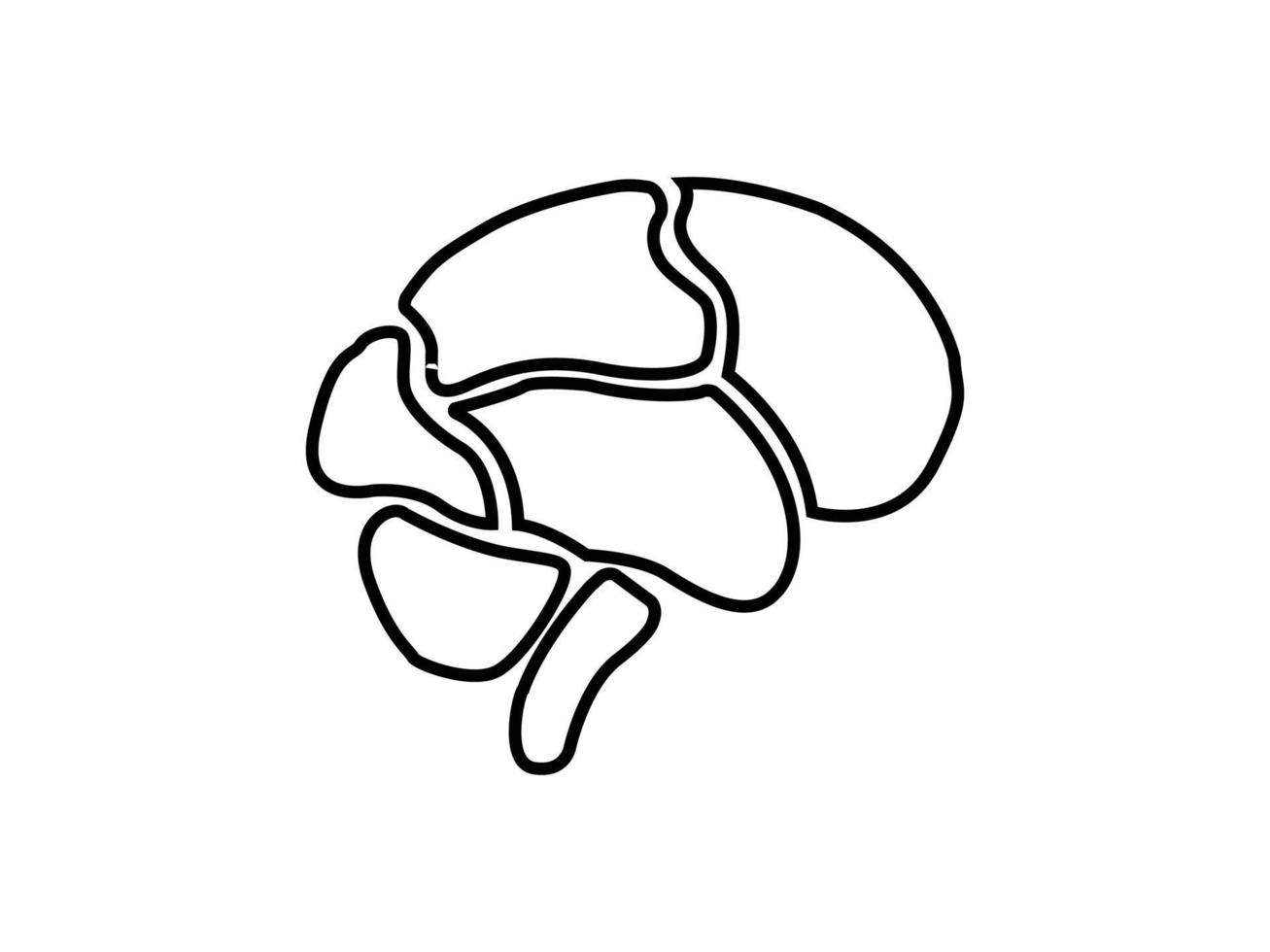 vlak hersenen lijn icoon. menselijk hersenen kant visie symbool. vector