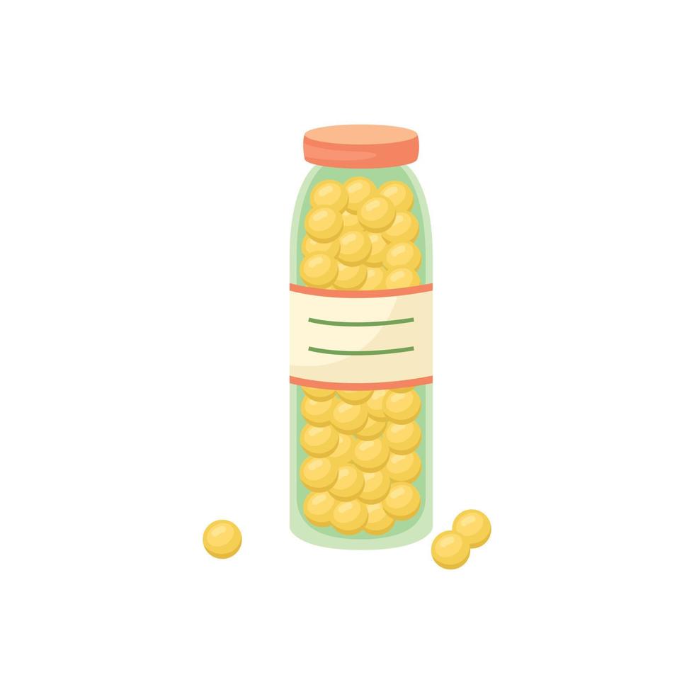 vector illustratie van een fles met pillen. medicatie.