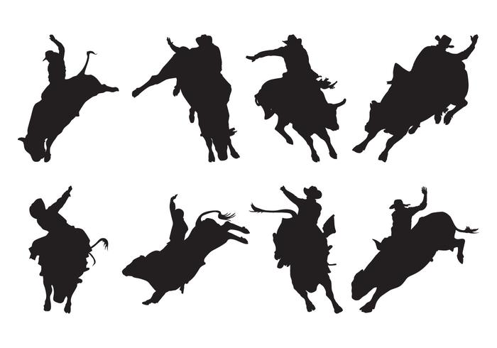 Gratis Bull Rider Silhouetten Vector