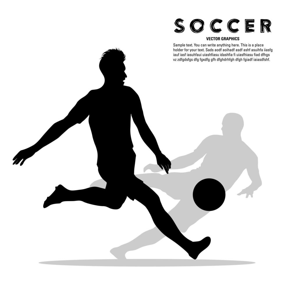 silhouet van voetbal speler rennen en vermijden tegenstanders geïsoleerd Aan wit achtergrond vector