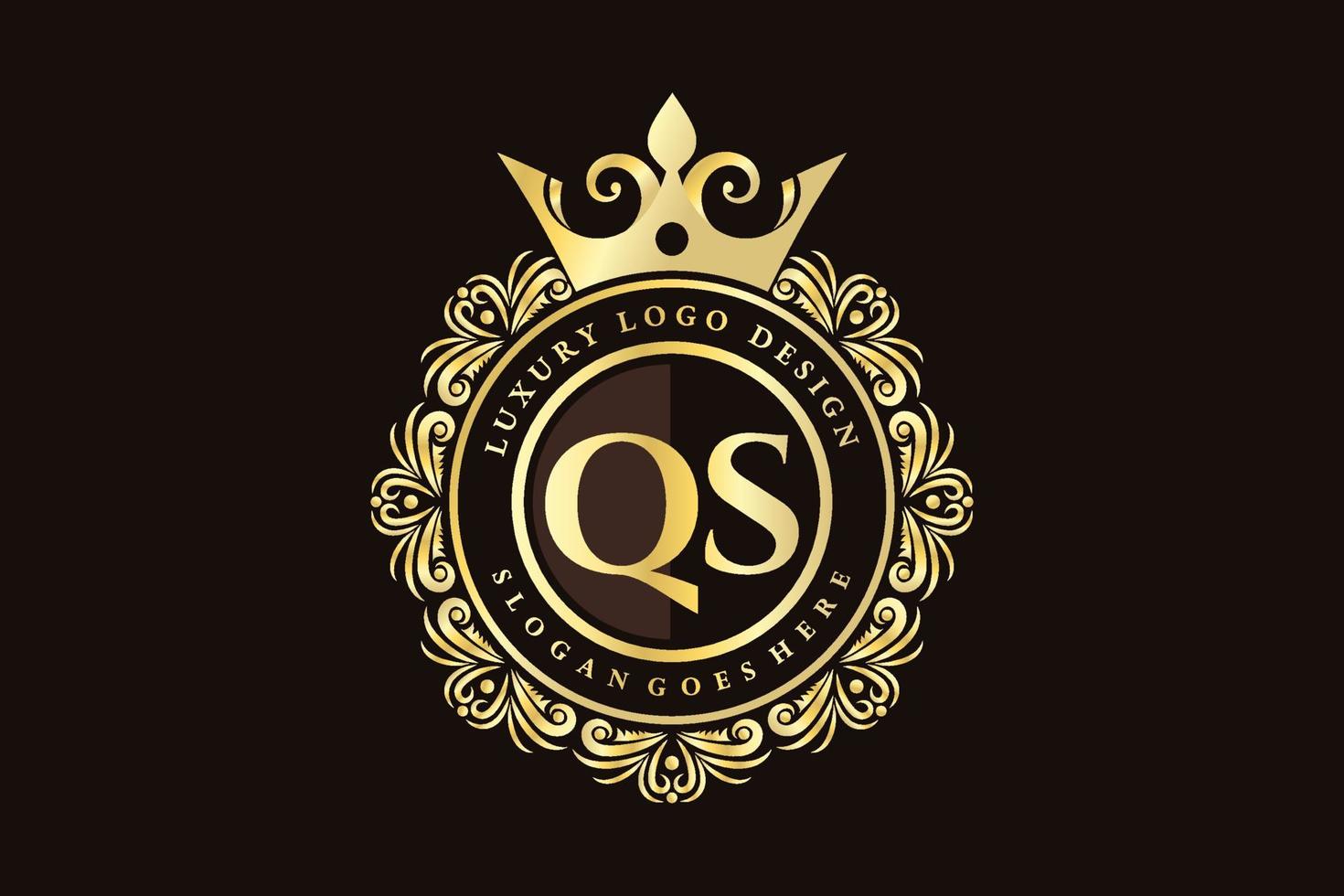 qs eerste brief goud kalligrafische vrouwelijk bloemen hand- getrokken heraldisch monogram antiek wijnoogst stijl luxe logo ontwerp premie vector