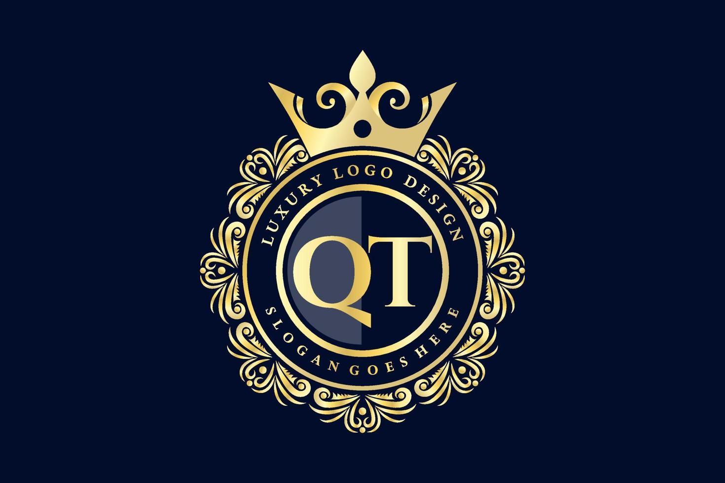 qt eerste brief goud kalligrafische vrouwelijk bloemen hand- getrokken heraldisch monogram antiek wijnoogst stijl luxe logo ontwerp premie vector