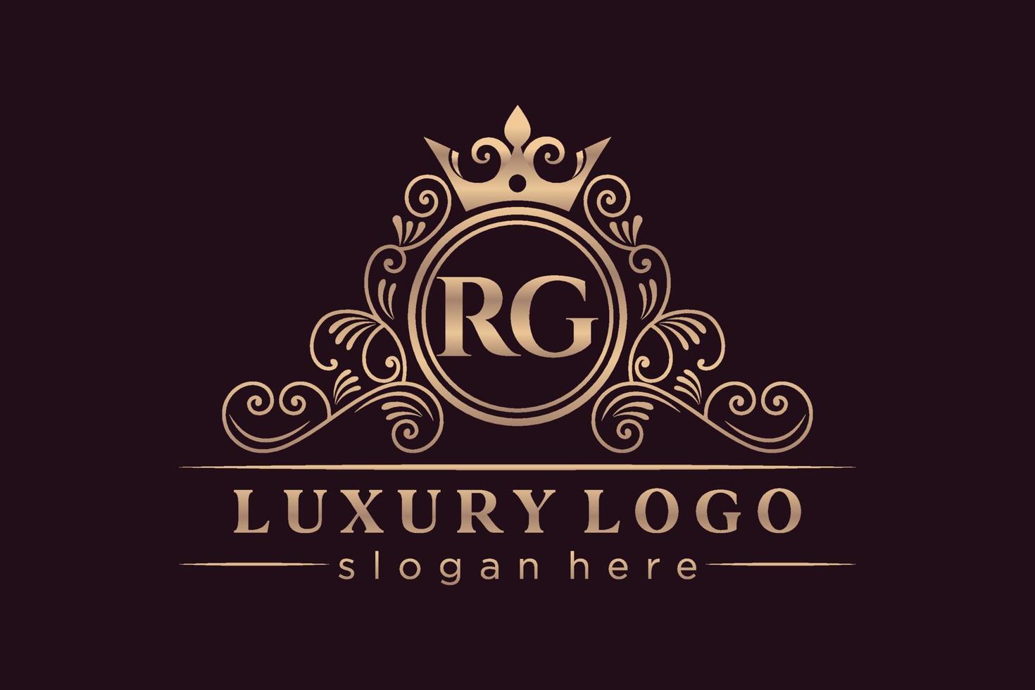 rg eerste brief goud kalligrafische vrouwelijk bloemen hand- getrokken heraldisch monogram antiek wijnoogst stijl luxe logo ontwerp premie vector