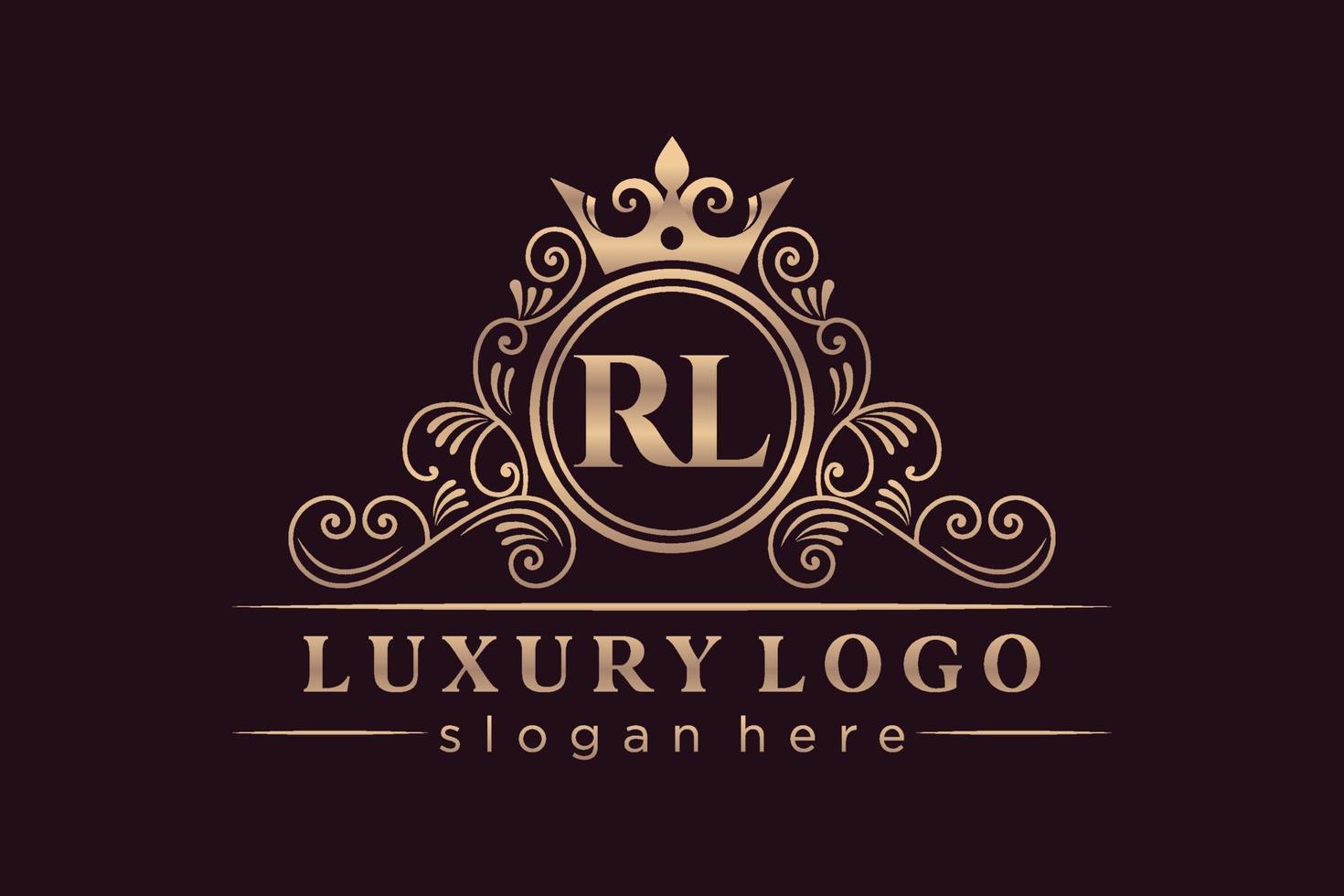 rl eerste brief goud kalligrafische vrouwelijk bloemen hand- getrokken heraldisch monogram antiek wijnoogst stijl luxe logo ontwerp premie vector