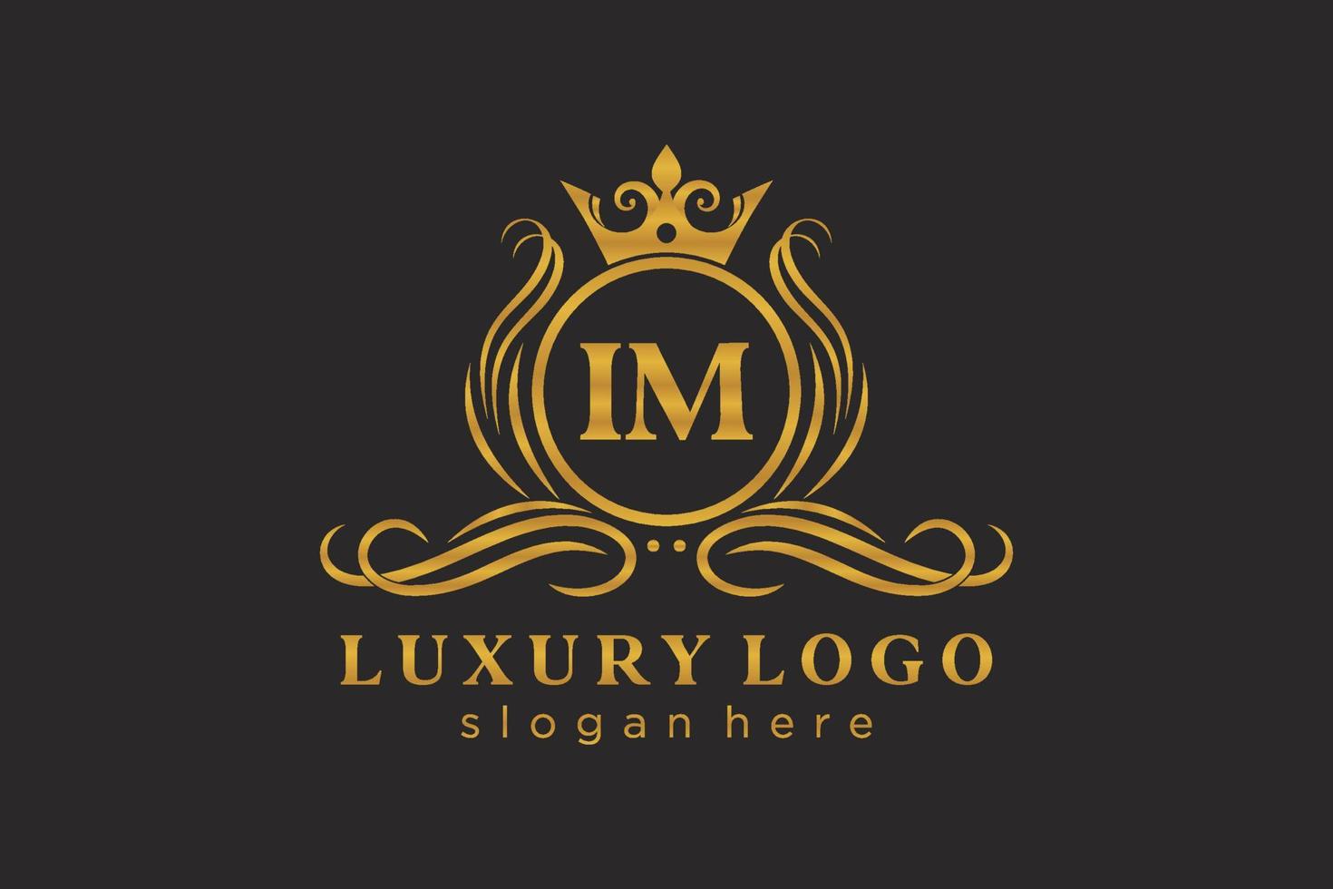 eerste im brief Koninklijk luxe logo sjabloon in vector kunst voor restaurant, royalty, boetiek, cafe, hotel, heraldisch, sieraden, mode en andere vector illustratie.