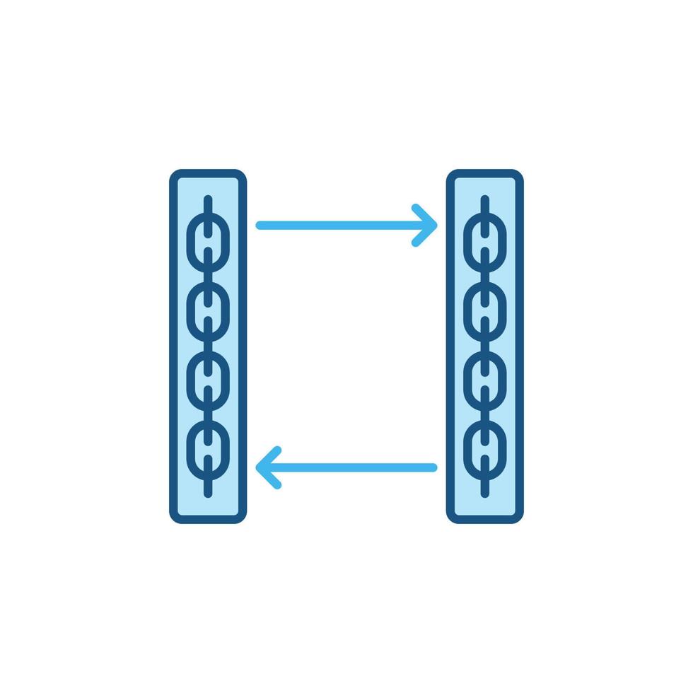 blockchain en pijlen vector concept blauw icoon of logo