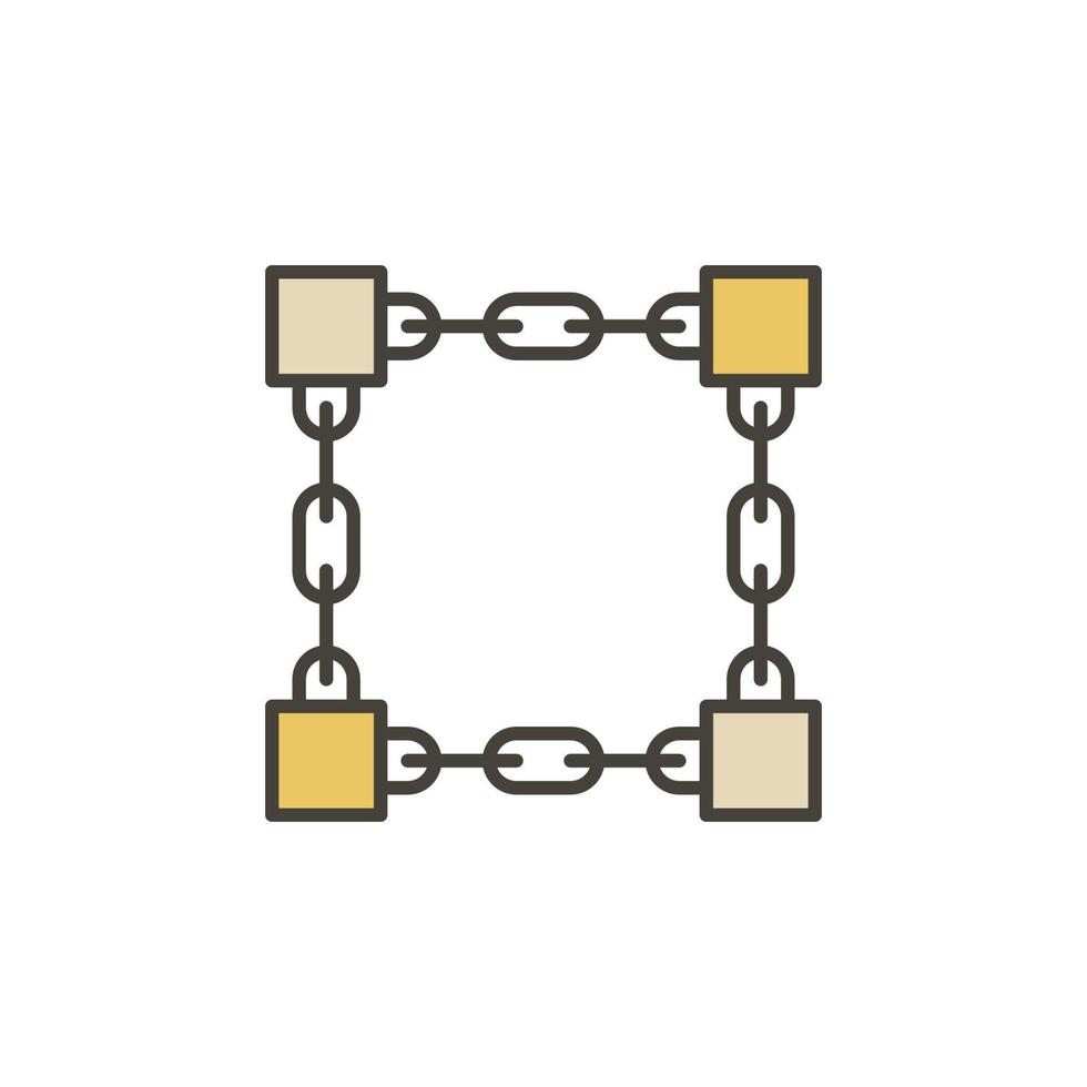 keten met blokken gekleurde icoon - vector blockchain symbool