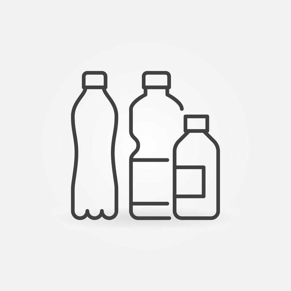 plastic flessen recycling vector concept dun lijn icoon