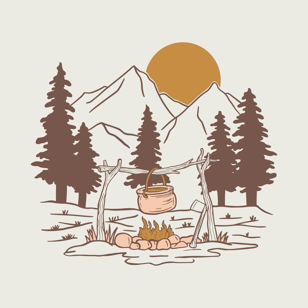 mooi zo visie van bergen met zonsopkomst grafisch illustratie vector kunst t-shirt ontwerp