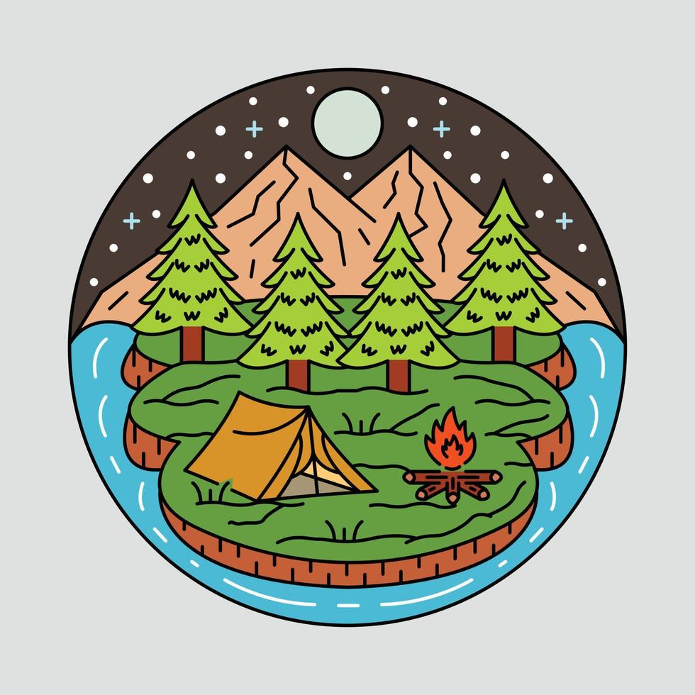 camping in de schoonheid nacht en natuur grafisch illustratie vector kunst t-shirt ontwerp