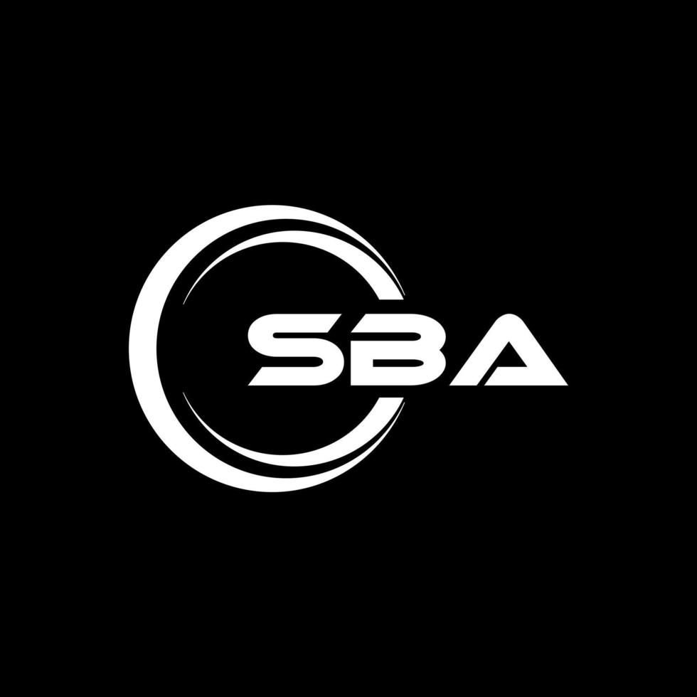 sba brief logo ontwerp met zwart achtergrond in illustrator. vector logo, schoonschrift ontwerpen voor logo, poster, uitnodiging, enz.