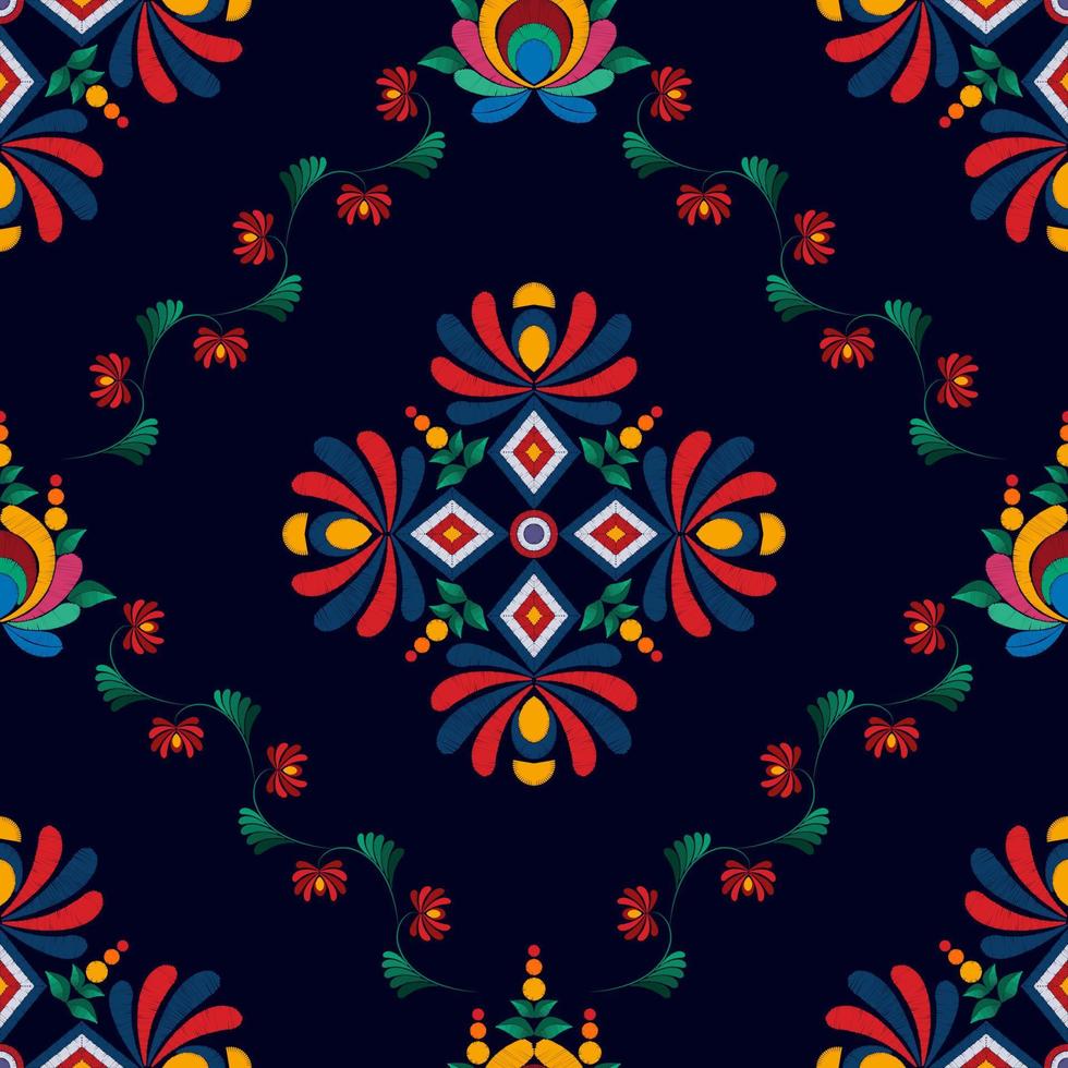 ikat etnisch naadloos patroon decoratie ontwerp. aztec kleding stof tapijt boho mandala's textiel decor behang. tribal inheems motief bloem ornamenten traditioneel borduurwerk vector geïllustreerd achtergrond