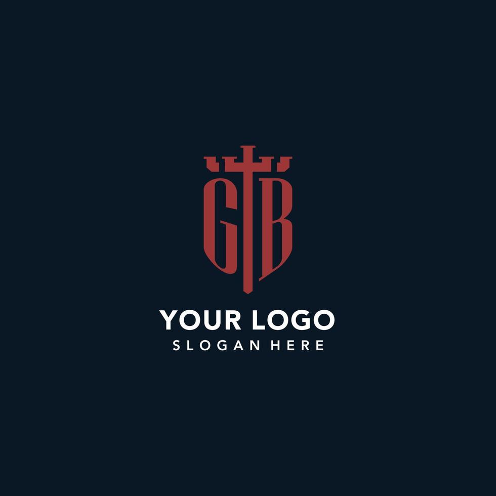 nl eerste monogram logos met zwaard en schild vorm ontwerp vector