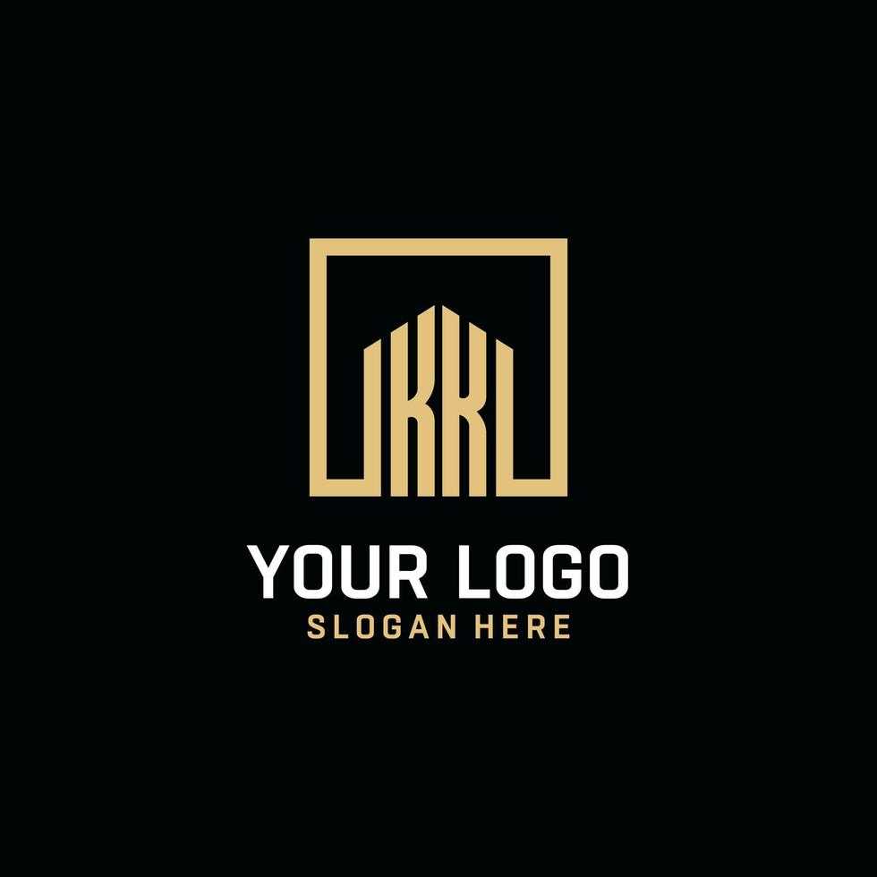 kk eerste monogram logo ontwerp met plein vorm ontwerp ideeën vector