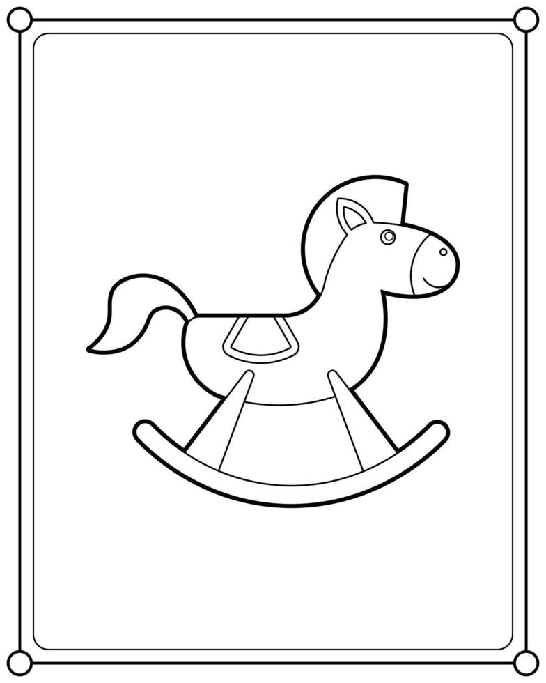 hobbelpaard speelgoed geschikt voor kinderen kleurplaten pagina vectorillustratie vector