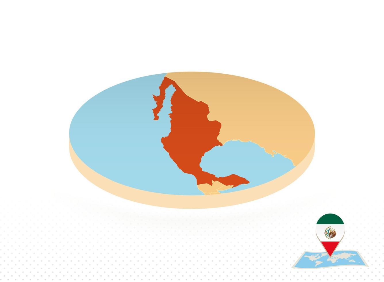 Mexico kaart ontworpen in isometrische stijl, oranje cirkel kaart. vector