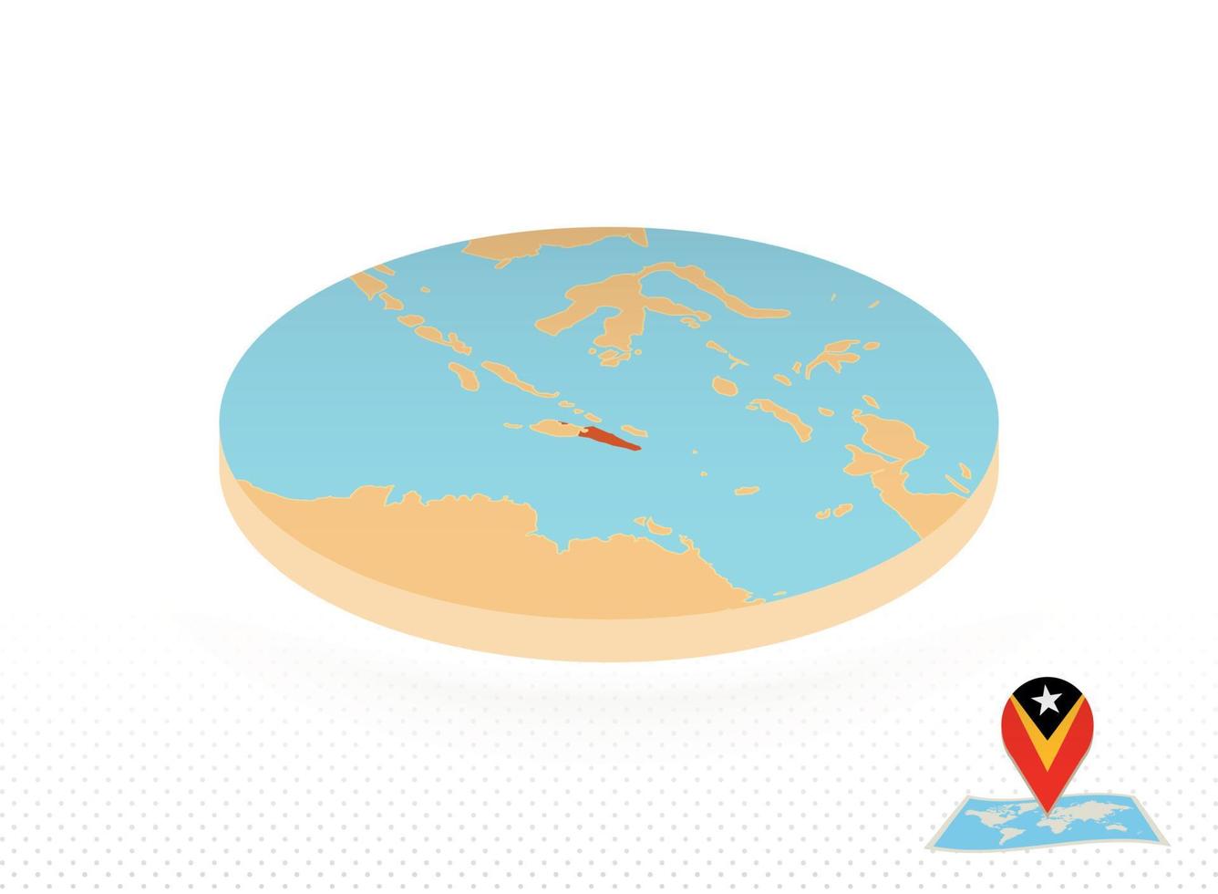 oosten- Timor kaart ontworpen in isometrische stijl, oranje cirkel kaart. vector