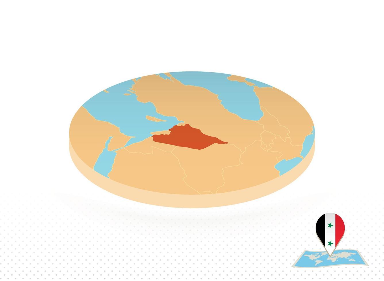 Syrië kaart ontworpen in isometrische stijl, oranje cirkel kaart. vector