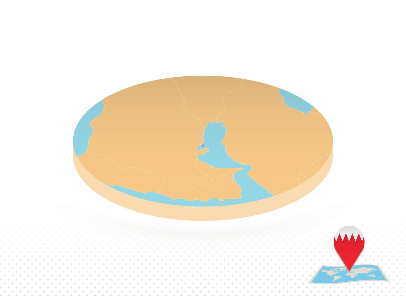 Bahrein kaart ontworpen in isometrische stijl, oranje cirkel kaart. vector