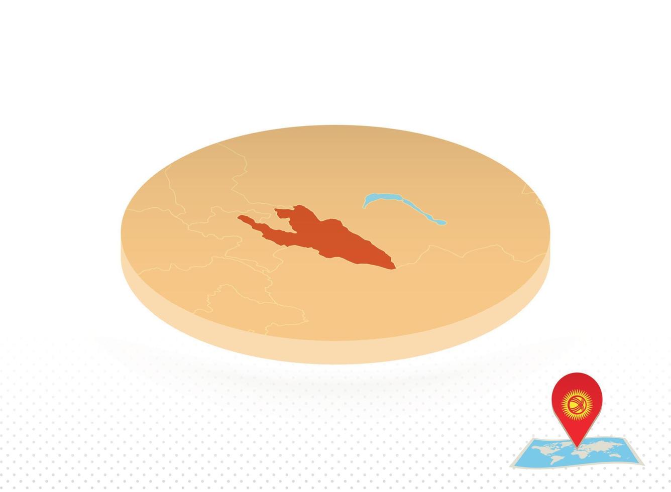 Kirgizië kaart ontworpen in isometrische stijl, oranje cirkel kaart. vector