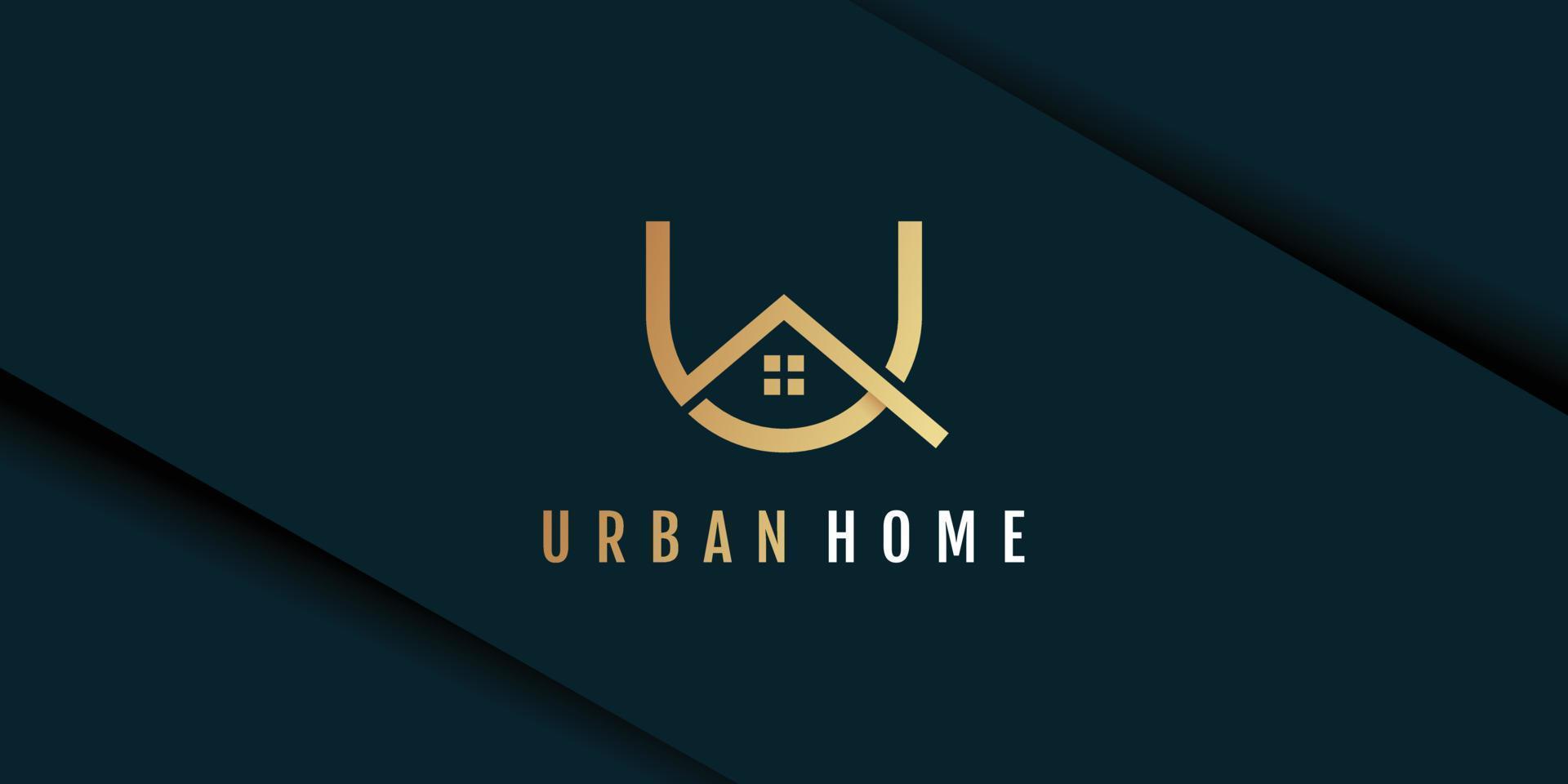 huis logo met brief u concept premie vector