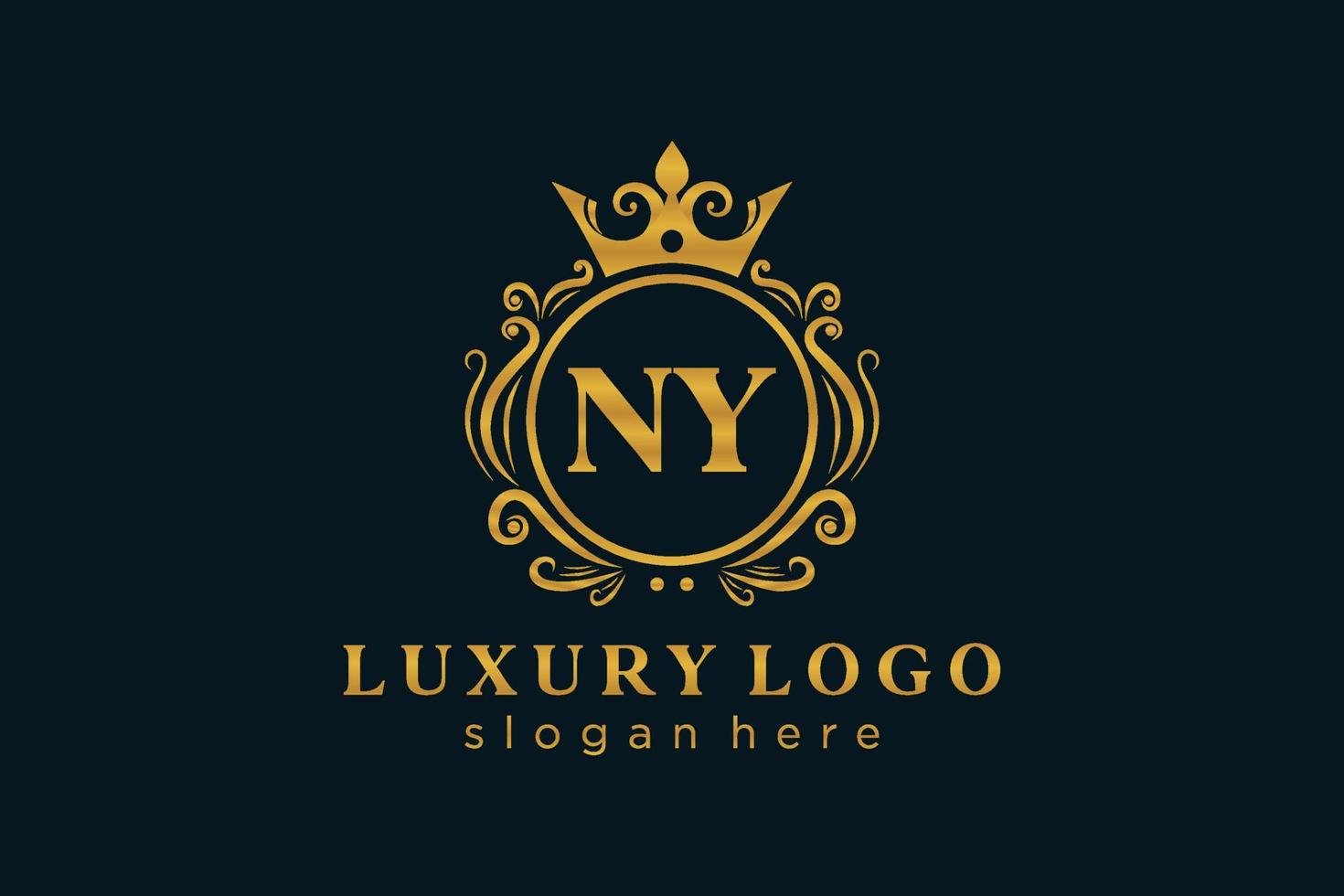 eerste ny brief Koninklijk luxe logo sjabloon in vector kunst voor restaurant, royalty, boetiek, cafe, hotel, heraldisch, sieraden, mode en andere vector illustratie.