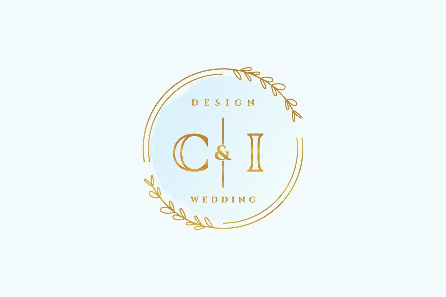 eerste ci schoonheid monogram en elegant logo ontwerp handschrift logo van eerste handtekening, bruiloft, mode, bloemen en botanisch met creatief sjabloon. vector
