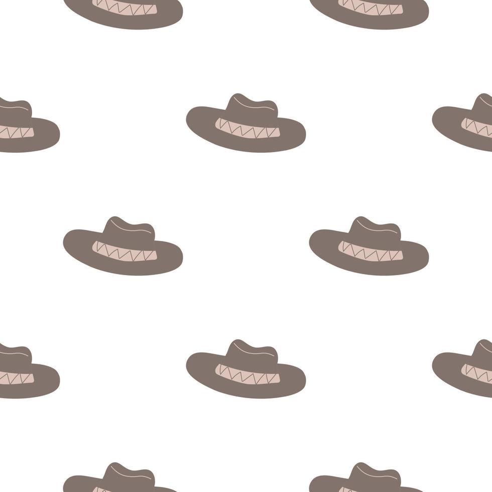 cowboyhoed naadloze patroon. hoofdtooi op een lichte achtergrond. wilde westen thema. hand getekend gekleurde eenvoudige kinderachtig vectorillustratie. vector